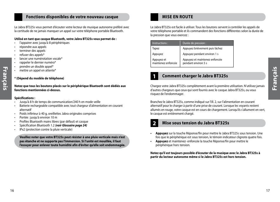 Fr an ça is | Jabra BT325s User Manual | Page 11 / 75