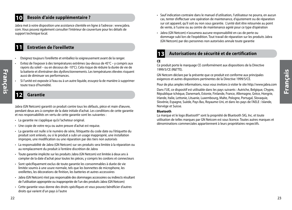 Fr an ça is | Jabra BT325s User Manual | Page 14 / 75
