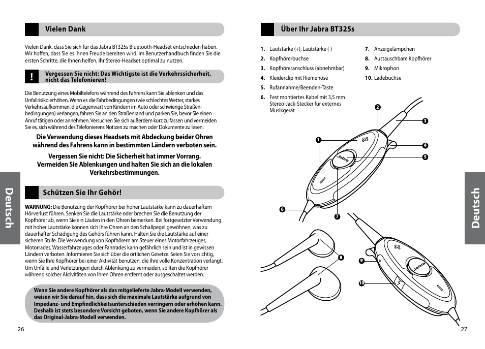 Deu ts ch | Jabra BT325s User Manual | Page 16 / 75