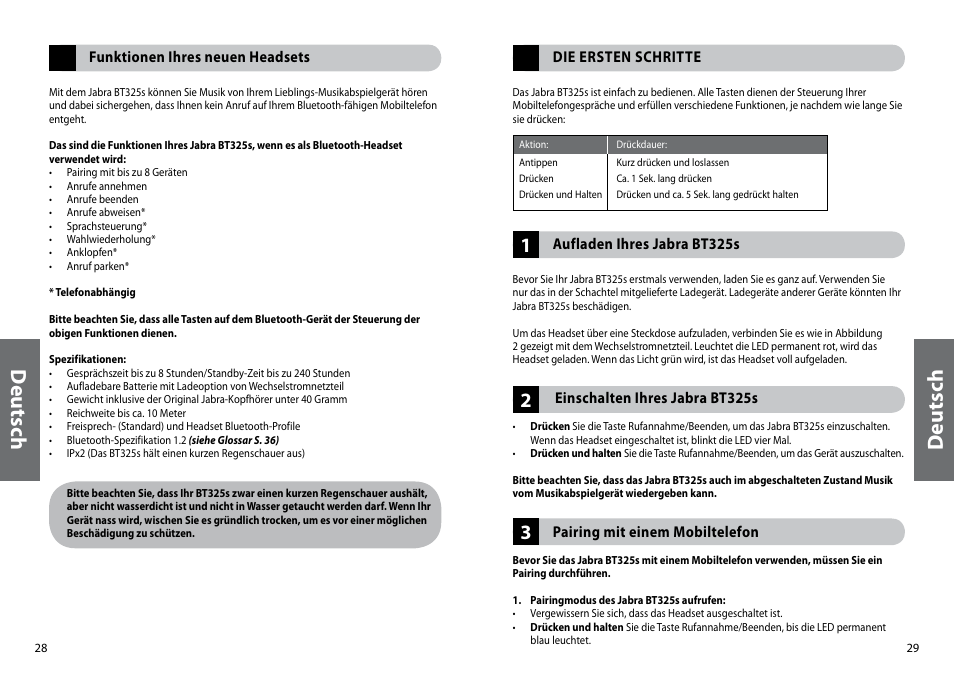 Deu ts ch | Jabra BT325s User Manual | Page 17 / 75