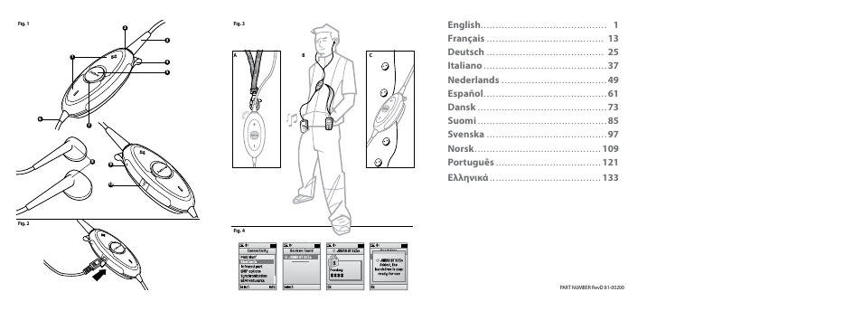English, 1français, 13 deutsch | 25 italiano, 37 nederlands, 49 español, 61 dansk, 73 suomi, 85 svenska, 97 norsk | Jabra BT325s User Manual | Page 2 / 75