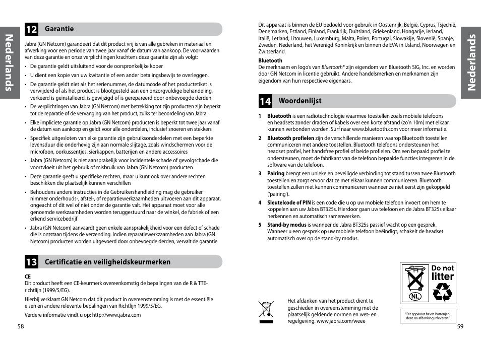 Ned er la nd s | Jabra BT325s User Manual | Page 32 / 75