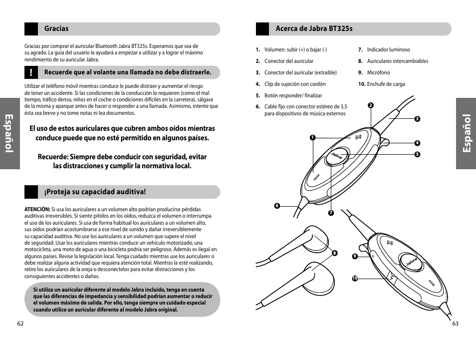 Es pa ño l | Jabra BT325s User Manual | Page 34 / 75