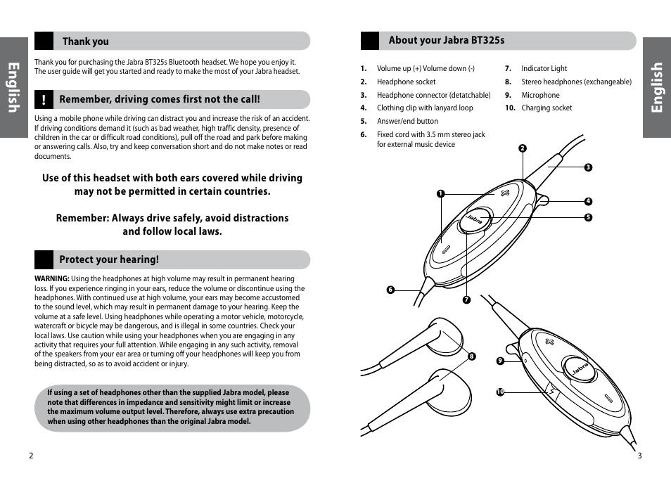 En gli sh, En gl is h | Jabra BT325s User Manual | Page 4 / 75