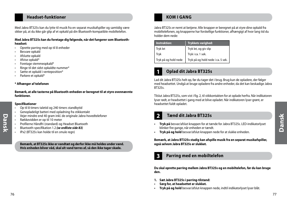 Dan sk | Jabra BT325s User Manual | Page 41 / 75
