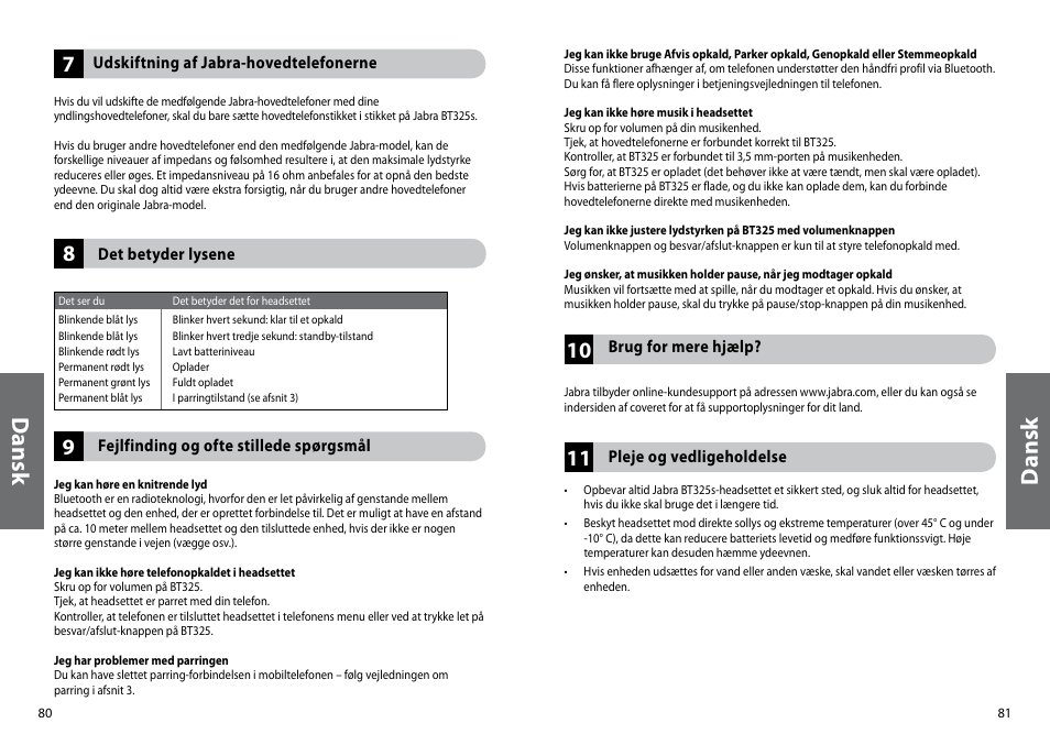 Dan sk | Jabra BT325s User Manual | Page 43 / 75