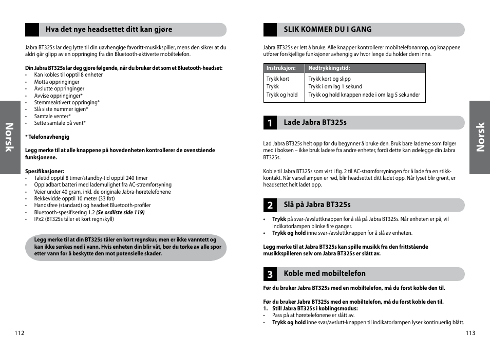 Nor sk | Jabra BT325s User Manual | Page 59 / 75