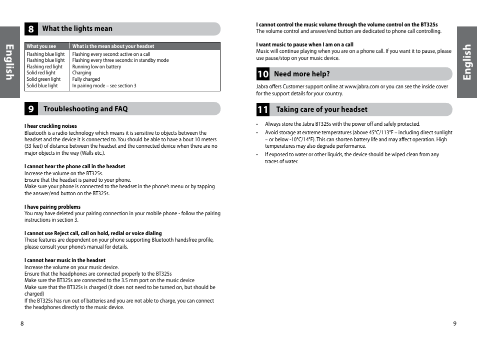 En gli sh, En gl is h | Jabra BT325s User Manual | Page 7 / 75