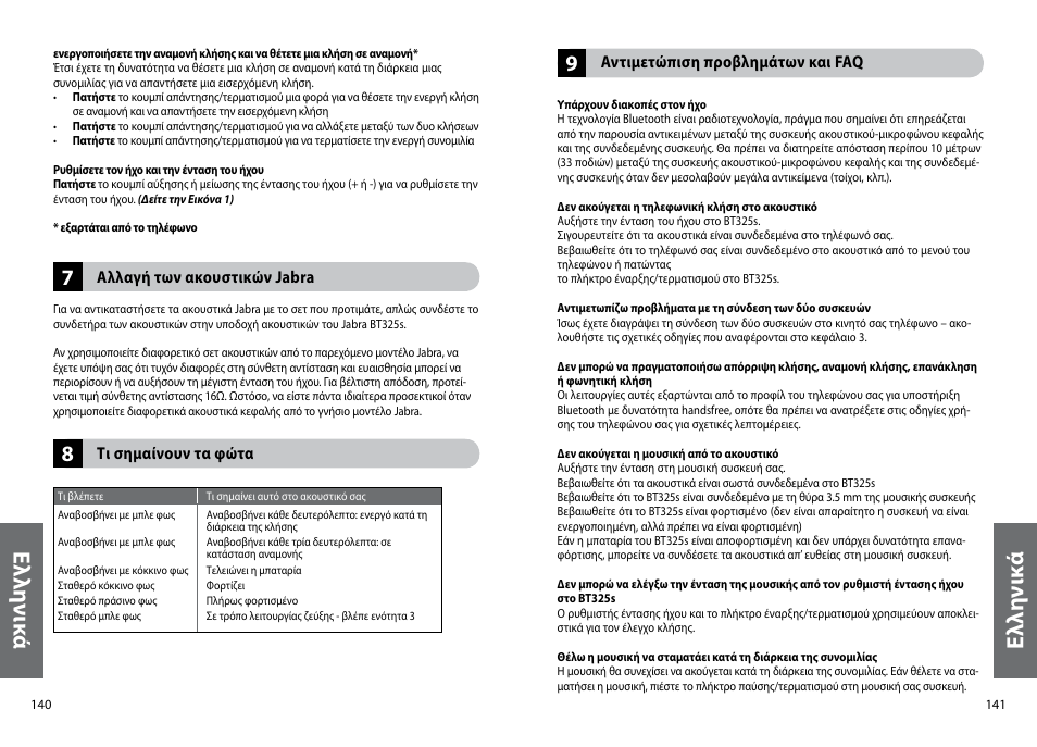 Ελ λη νικ ά, Ελ λη νι κά | Jabra BT325s User Manual | Page 73 / 75