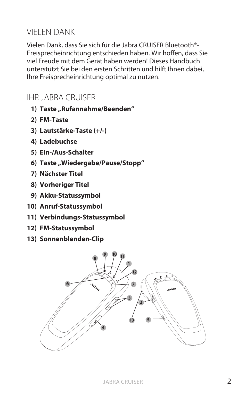 Vielen dank, Ihr jabra cruiser, Deut sch | Jabra Cruiser User Manual | Page 101 / 491