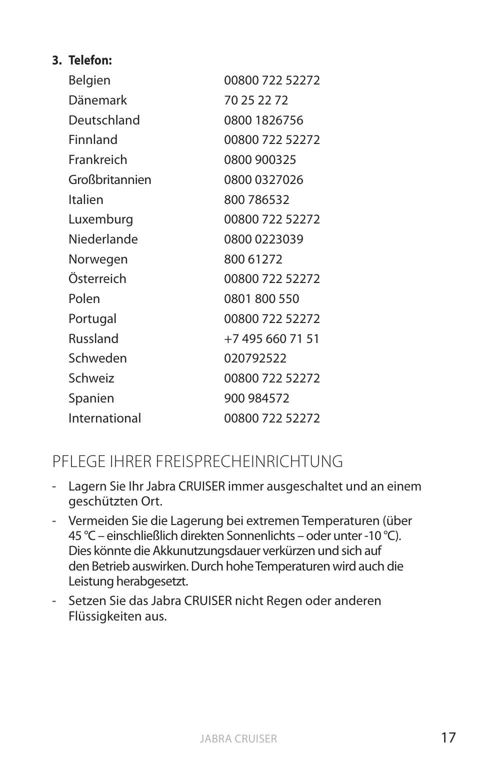 Pflege ihrer freisprecheinrichtung, Deut sch | Jabra Cruiser User Manual | Page 116 / 491