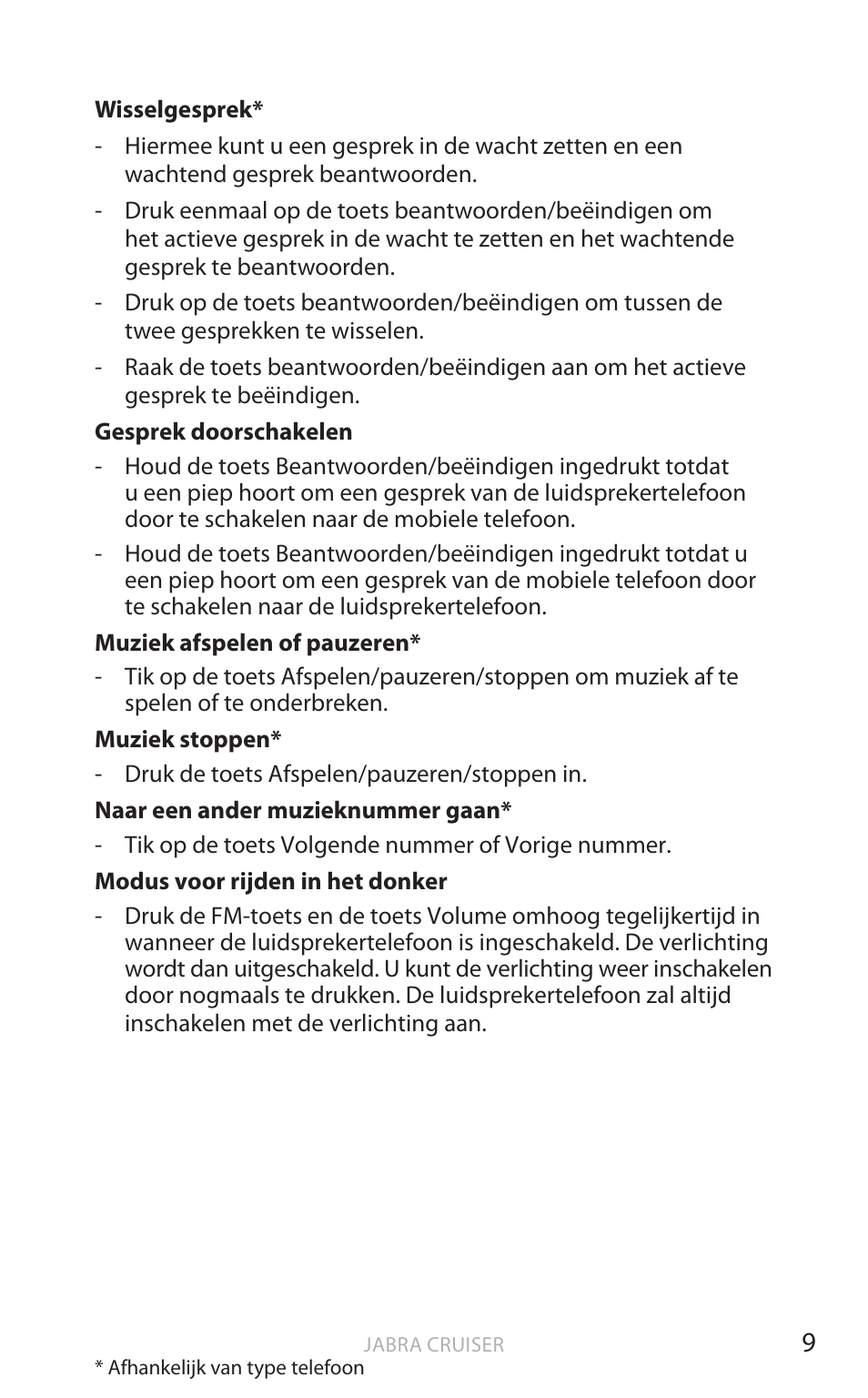 Nederl a n ds | Jabra Cruiser User Manual | Page 163 / 491