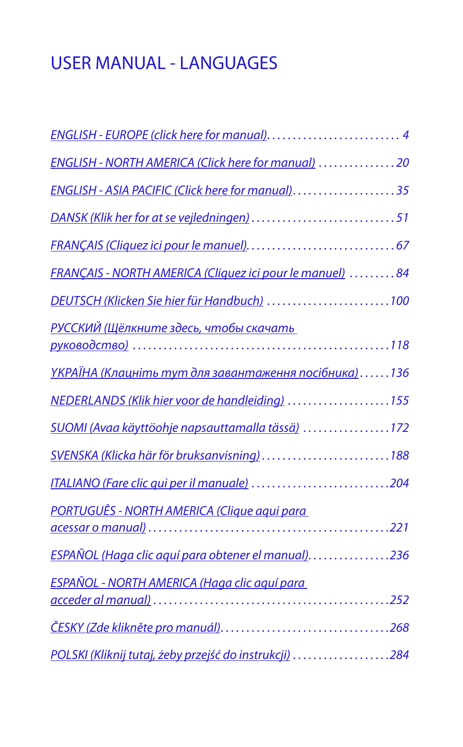 User manual - languages | Jabra Cruiser User Manual | Page 2 / 491