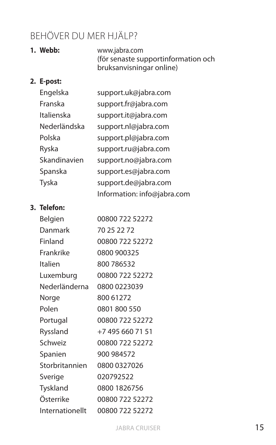 Behöver du mer hjälp, Eng elsk a | Jabra Cruiser User Manual | Page 202 / 491