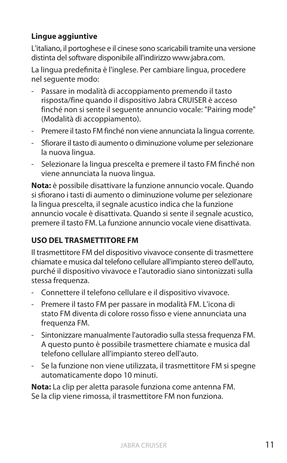 It aliano | Jabra Cruiser User Manual | Page 214 / 491