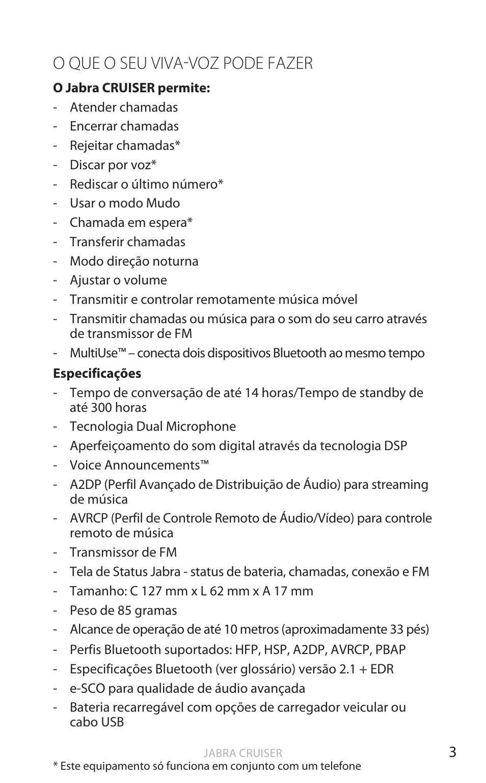 O que o seu viva-voz pode fazer, Inglês | Jabra Cruiser User Manual | Page 223 / 491