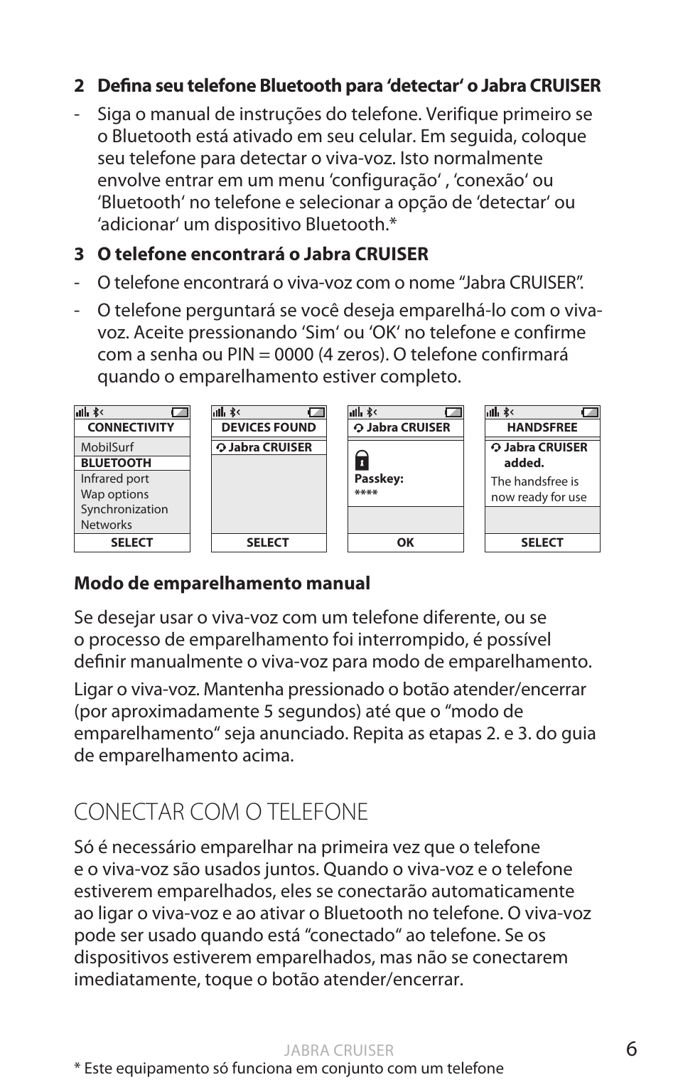 Conectar com o telefone, Inglês | Jabra Cruiser User Manual | Page 226 / 491