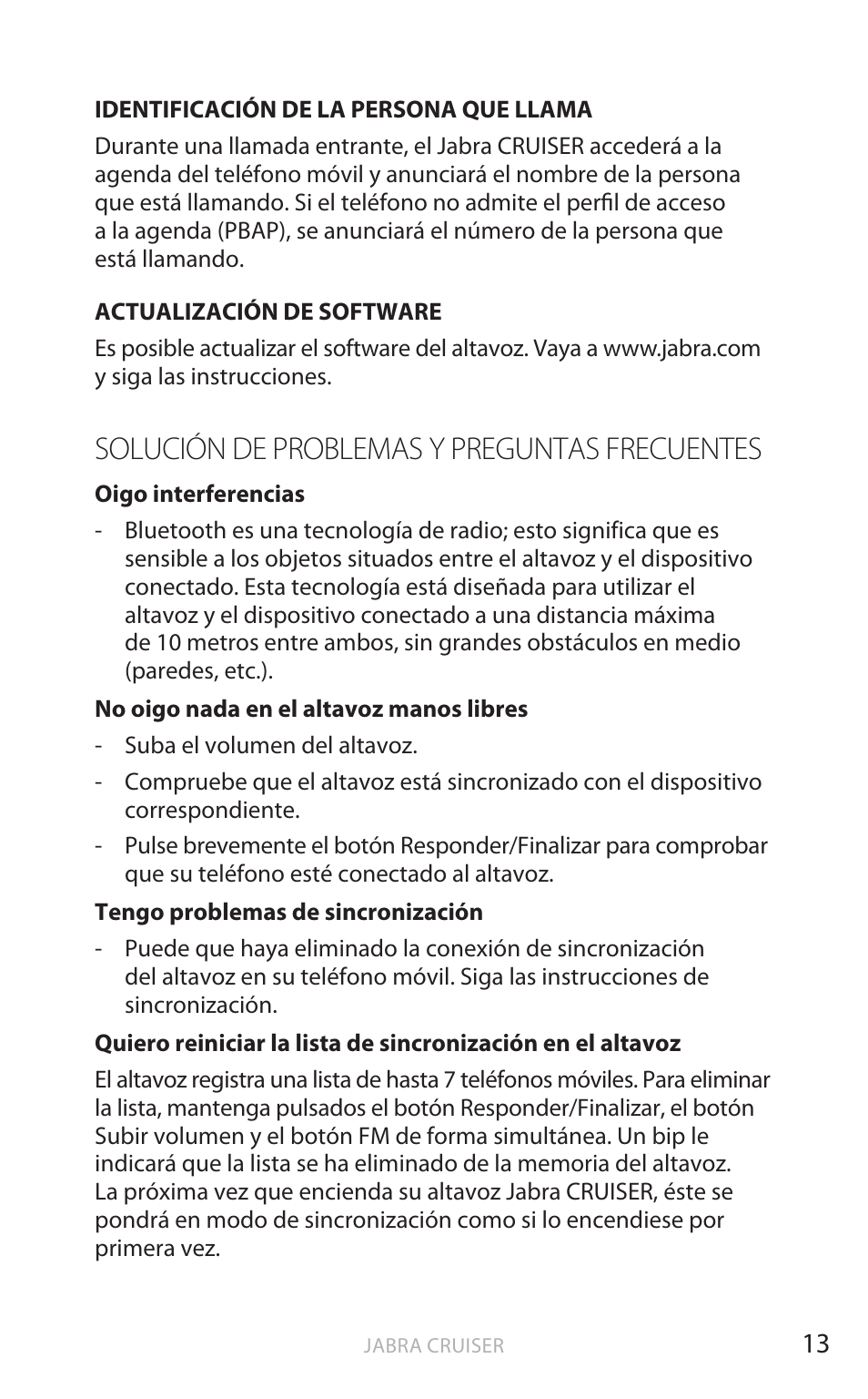 Solución de problemas y preguntas frecuentes, English | Jabra Cruiser User Manual | Page 248 / 491