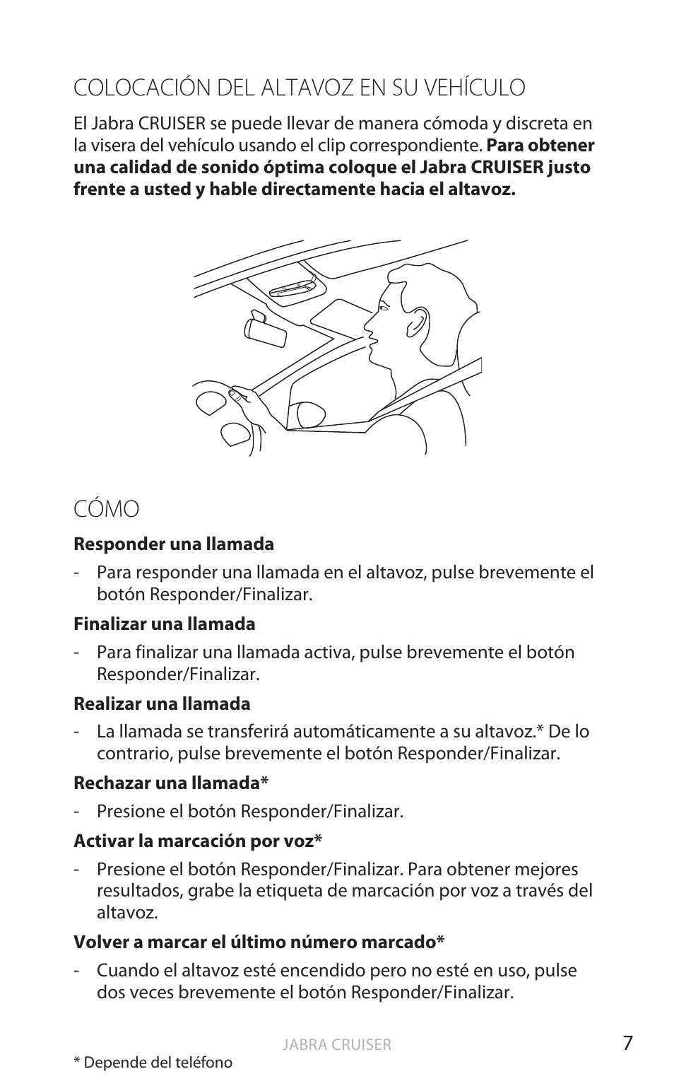 Colocación del altavoz en su vehículo, Cómo, Esp añol | Jabra Cruiser User Manual | Page 258 / 491