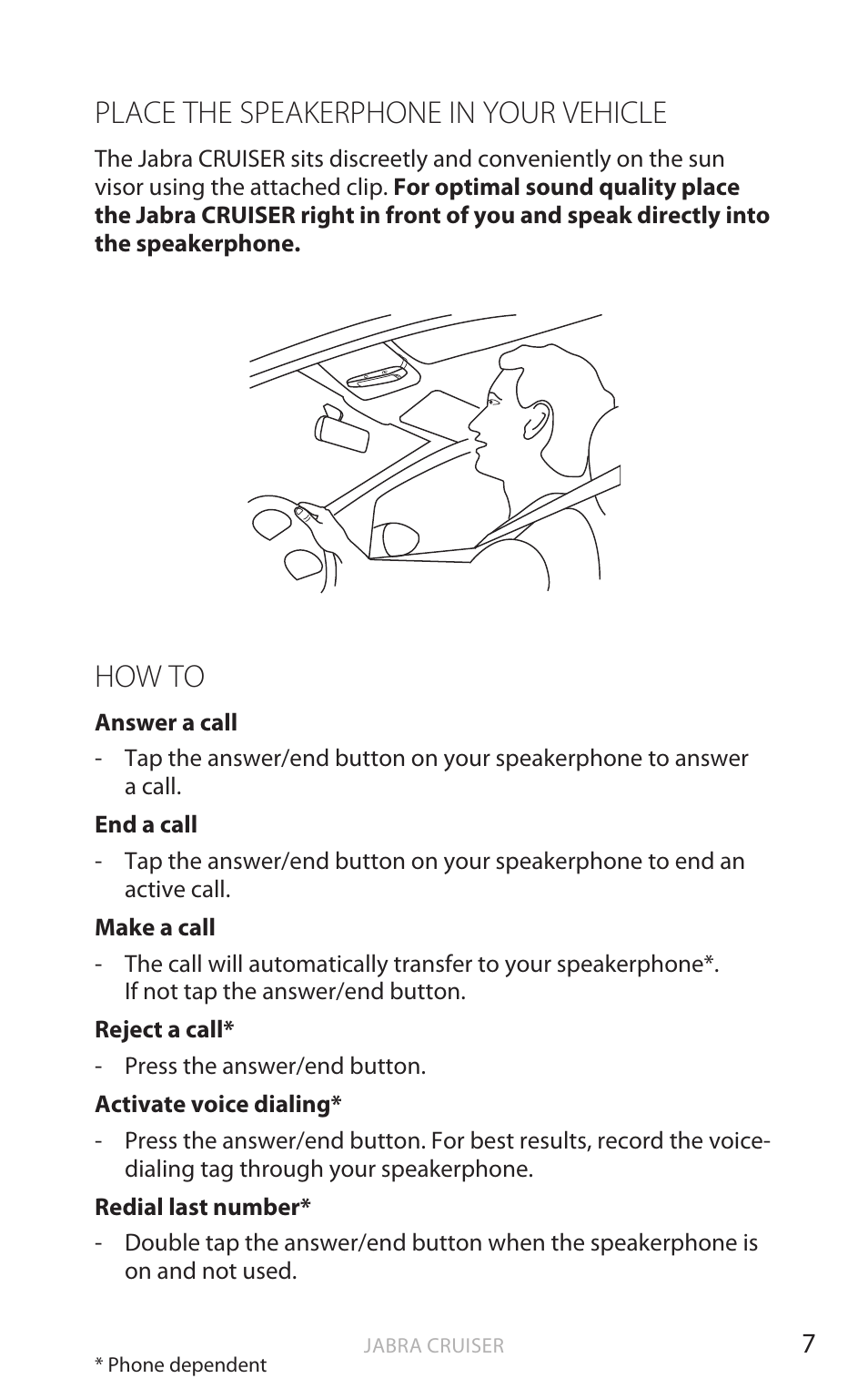 Place the speakerphone in your vehicle, How to, English | Jabra Cruiser User Manual | Page 26 / 491