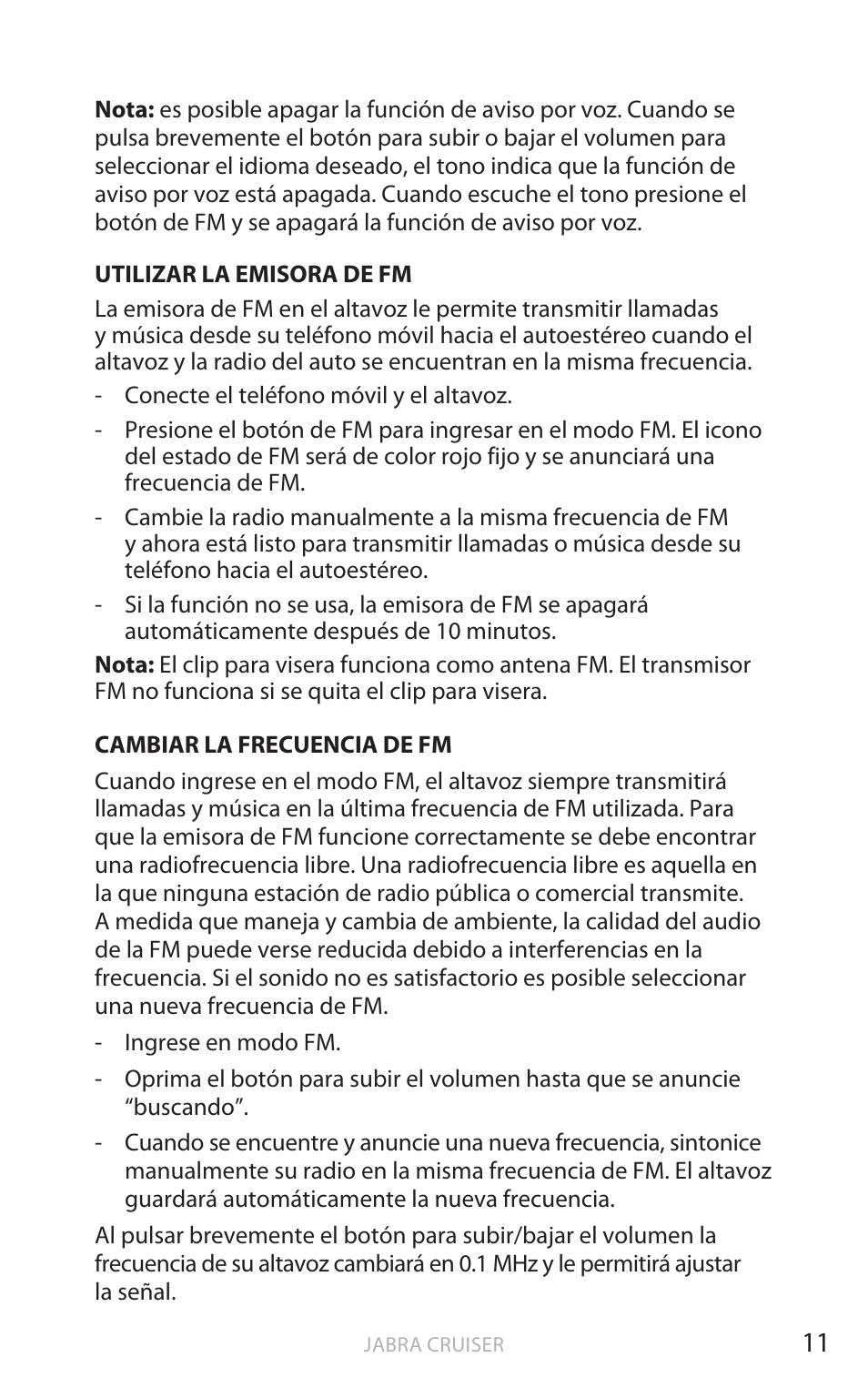 Esp añol | Jabra Cruiser User Manual | Page 262 / 491