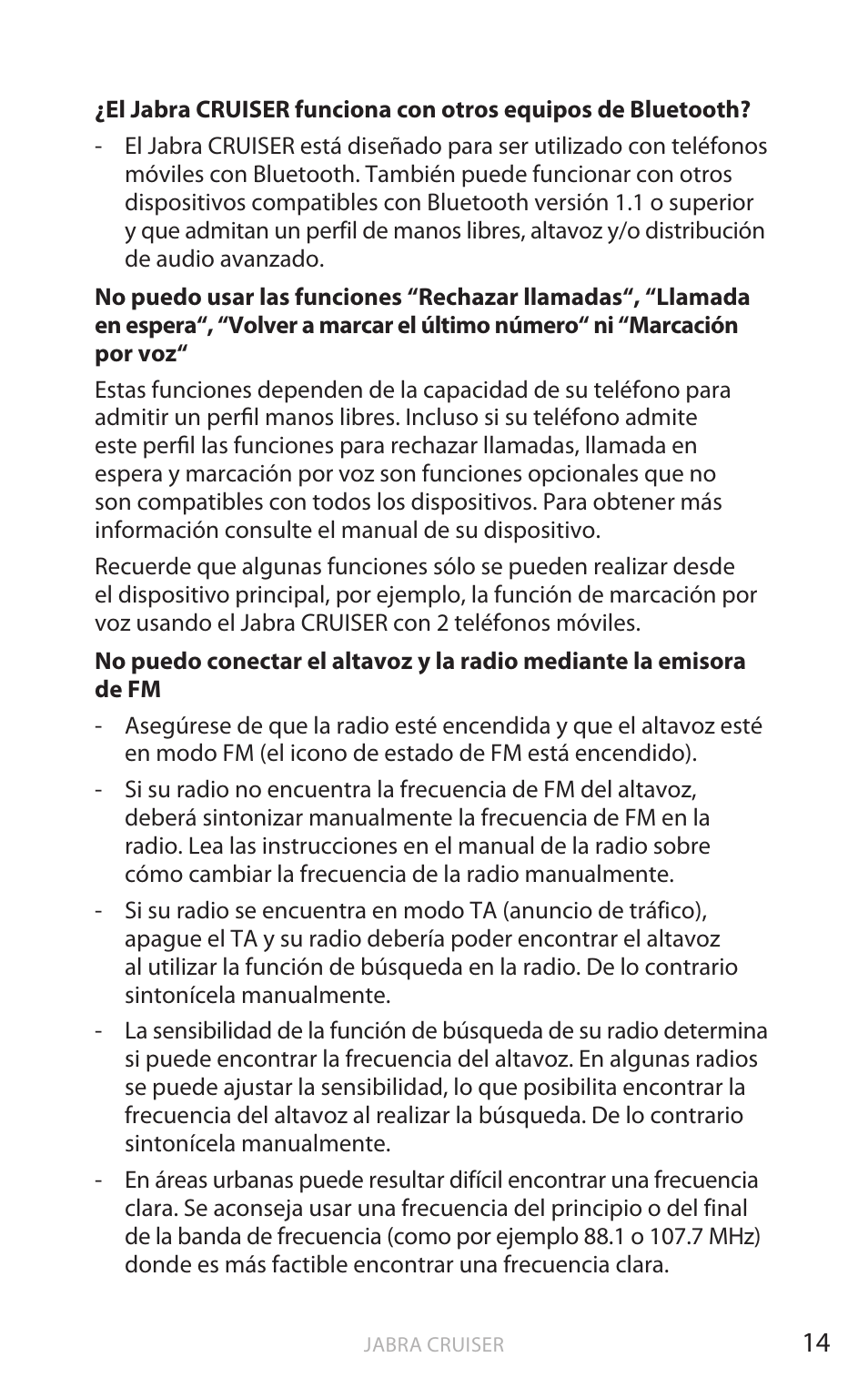 Esp añol | Jabra Cruiser User Manual | Page 265 / 491