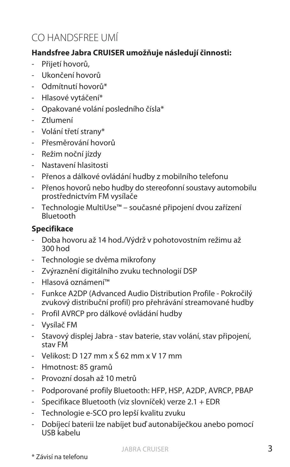 Co handsfree umí, Angič tina | Jabra Cruiser User Manual | Page 270 / 491
