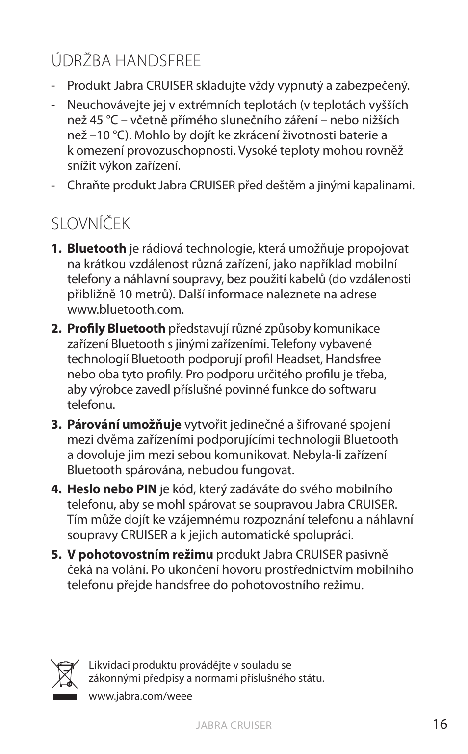 Údržba handsfree, Slovníček, Angič tina | Jabra Cruiser User Manual | Page 283 / 491
