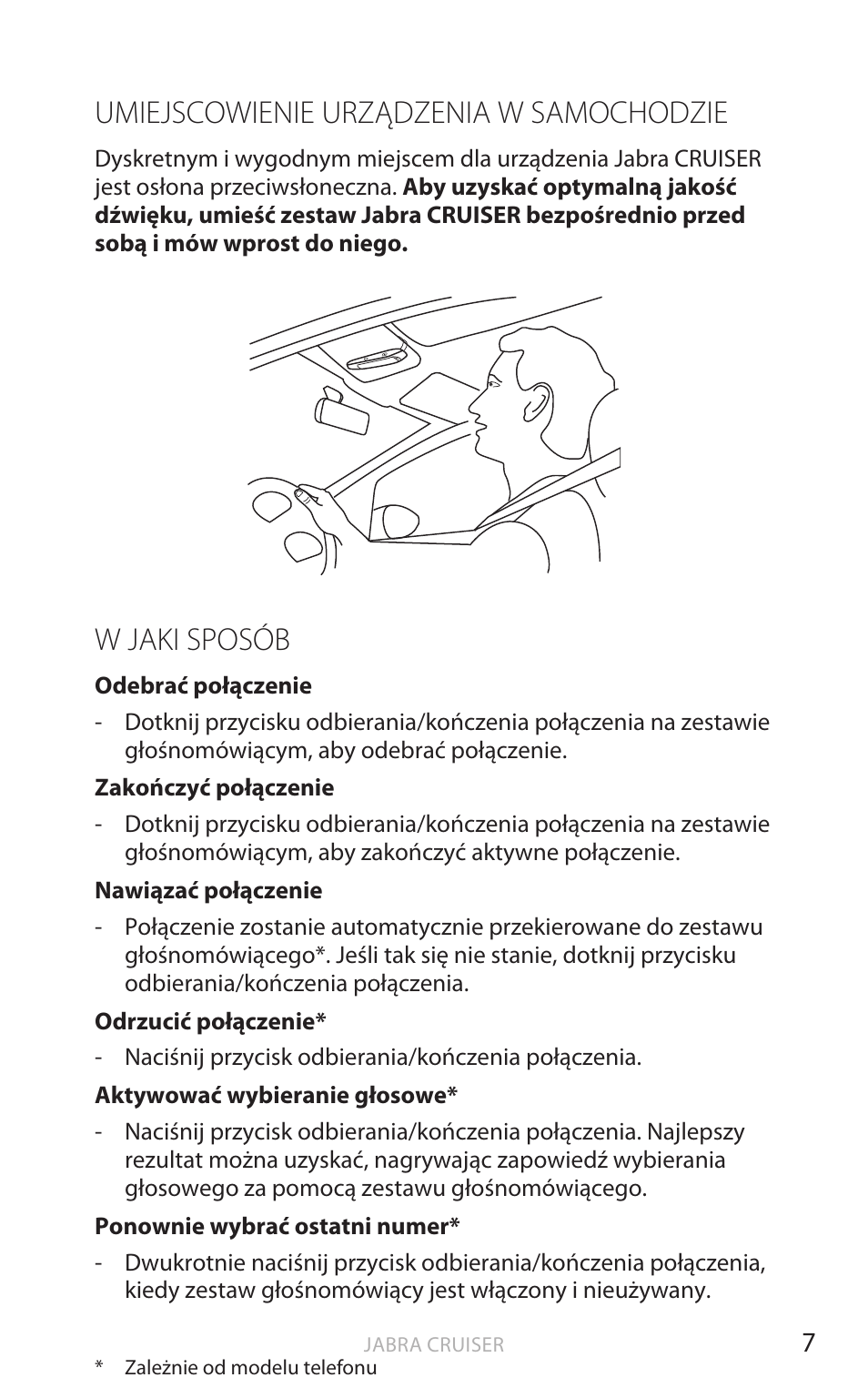 Umiejscowienie urządzenia w samochodzie, W jaki sposób, Polski | Jabra Cruiser User Manual | Page 290 / 491