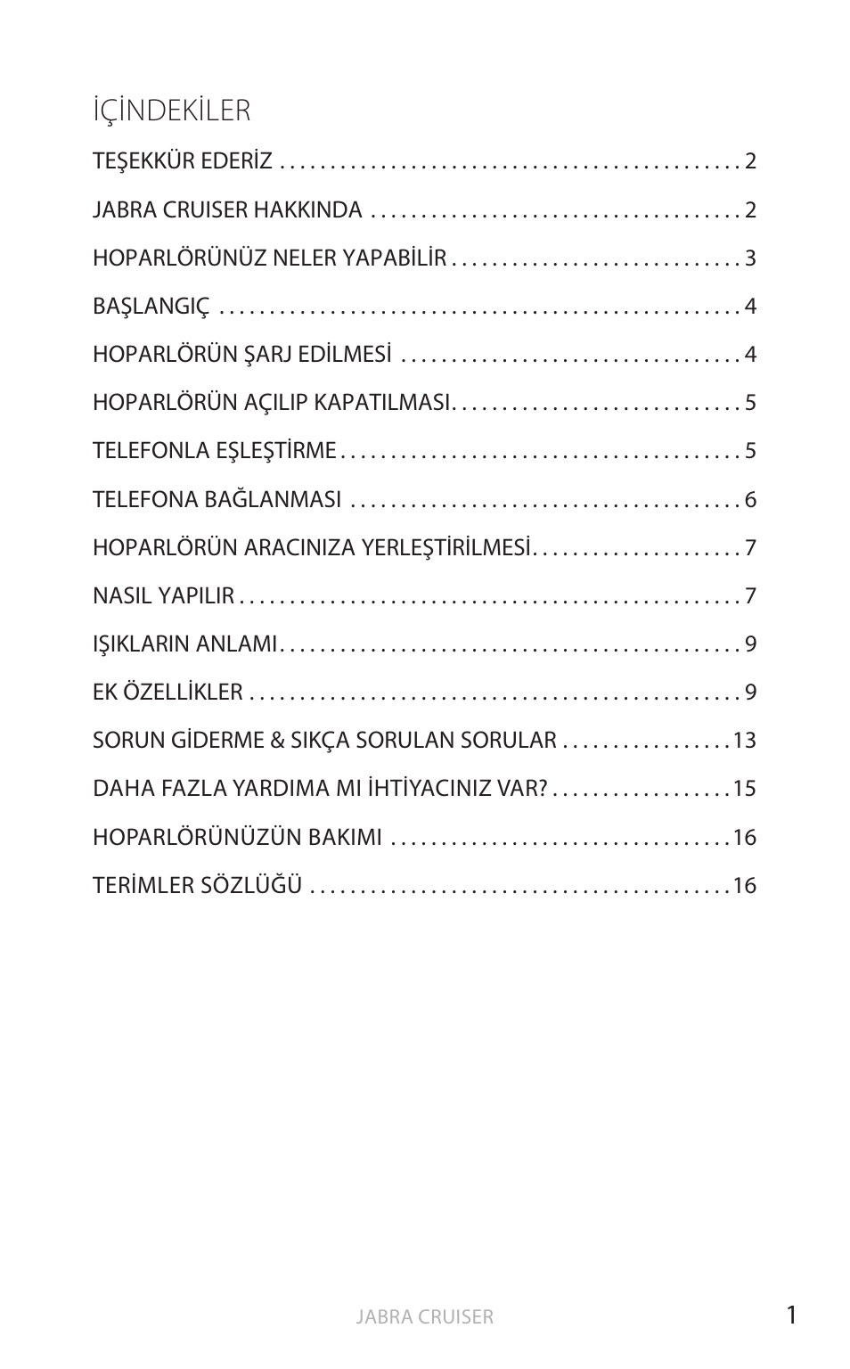 Türkçe (kullanım kılavuzu için buraya tıklayın), Türk çe, Içindekiler | Jabra Cruiser User Manual | Page 318 / 491