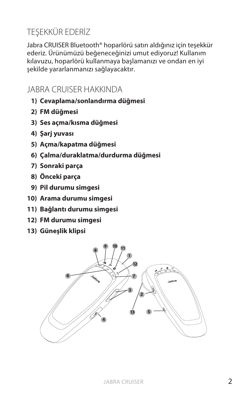 Teşekkür ederiz, Jabra cruiser hakkinda, Türk çe | Jabra Cruiser User Manual | Page 319 / 491