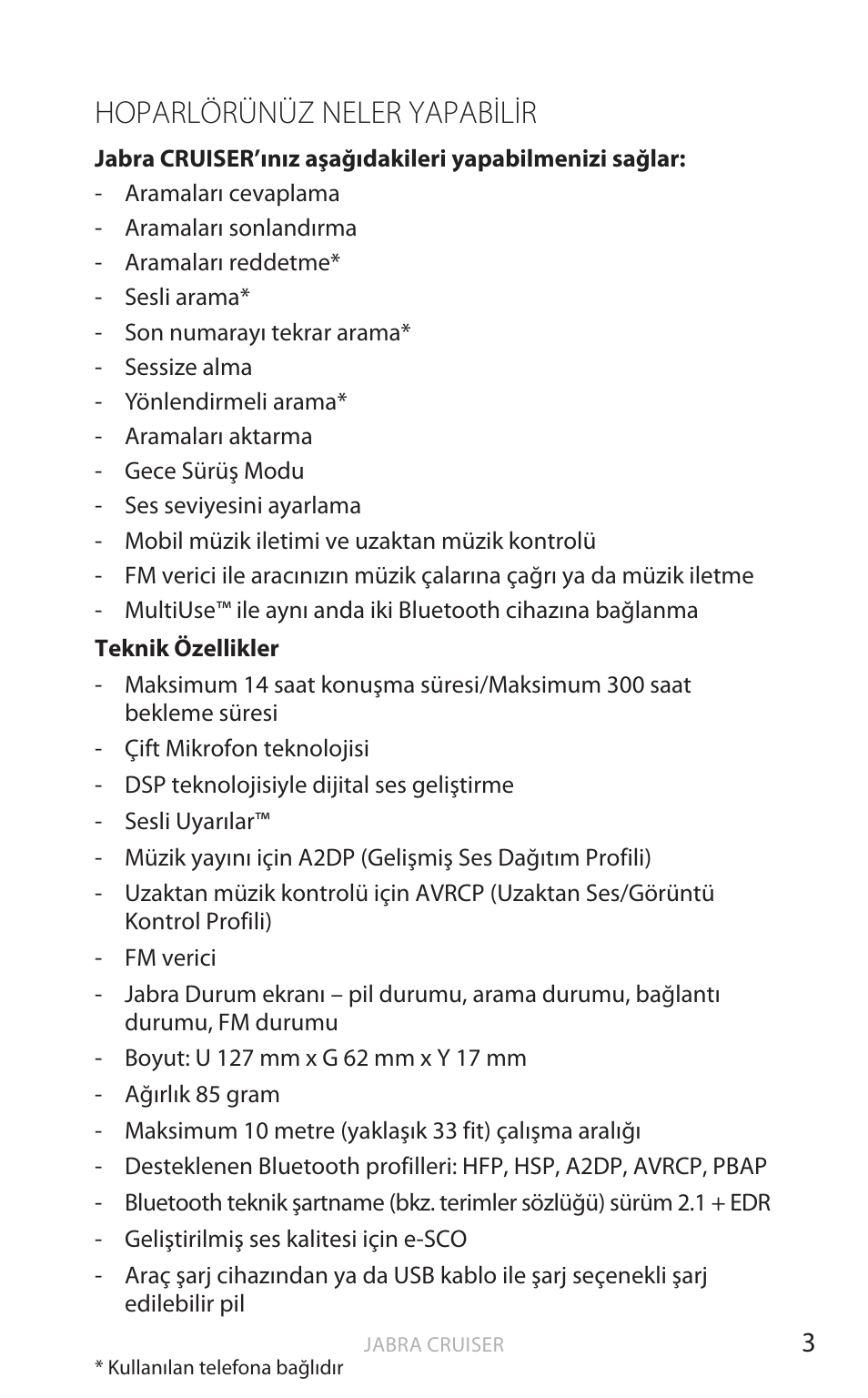 Hoparlörünüz neler yapabilir, Türk çe | Jabra Cruiser User Manual | Page 320 / 491