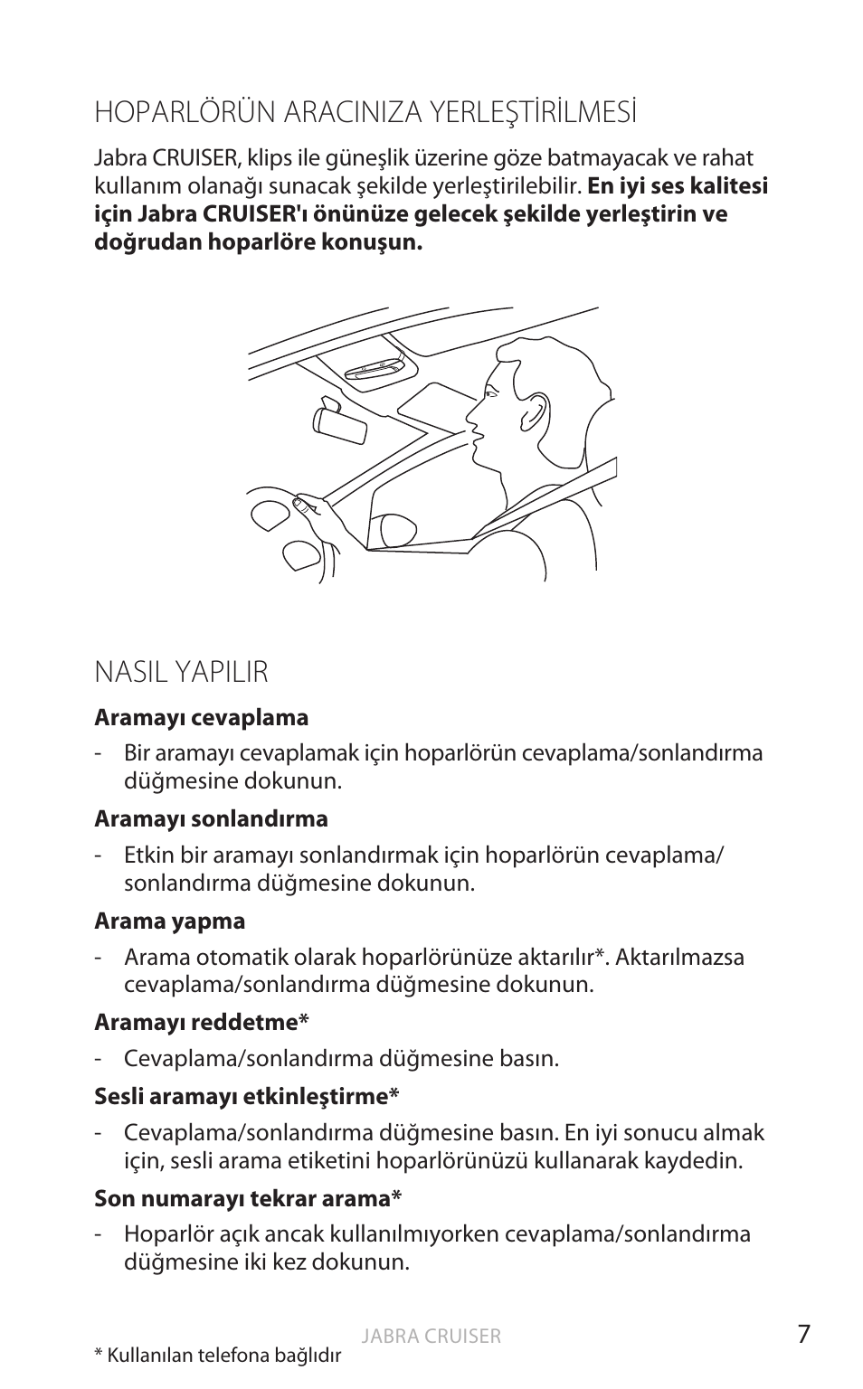 Hoparlörün araciniza yerleştirilmesi, Nasil yapilir, Türk çe | Jabra Cruiser User Manual | Page 324 / 491