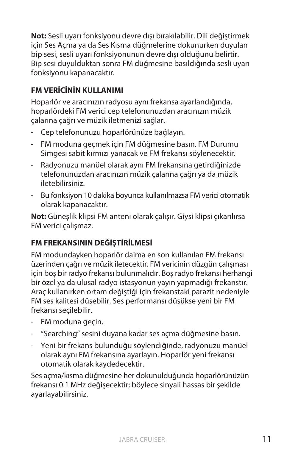 Türk çe | Jabra Cruiser User Manual | Page 328 / 491