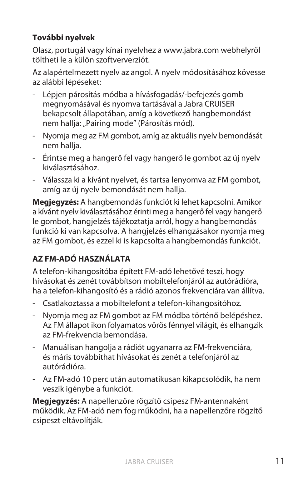 Ma gy ar | Jabra Cruiser User Manual | Page 344 / 491