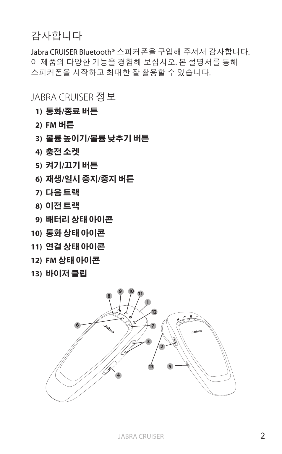 감사합니다, Jabra cruiser 정보 | Jabra Cruiser User Manual | Page 447 / 491