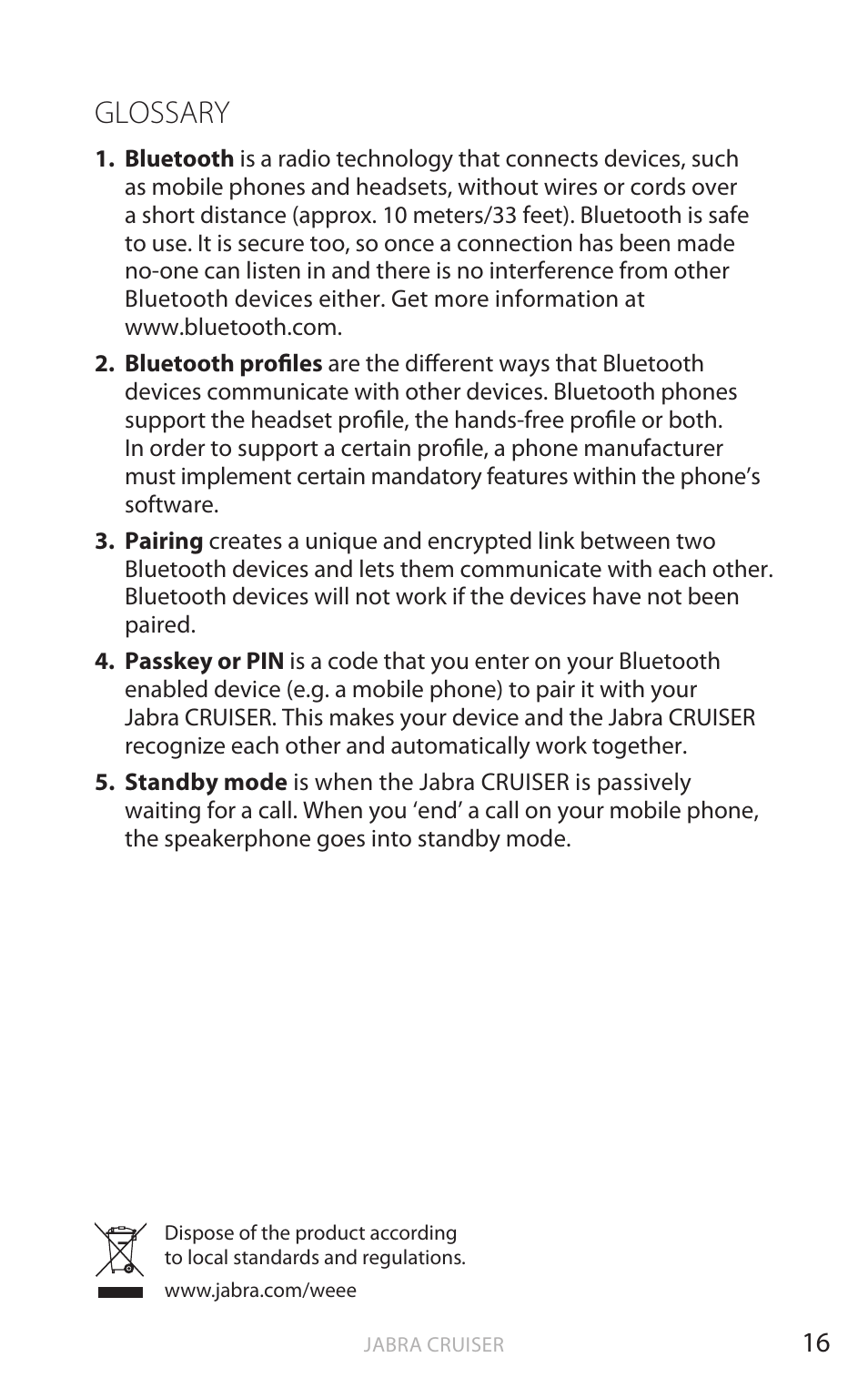Glossary, English | Jabra Cruiser User Manual | Page 50 / 491