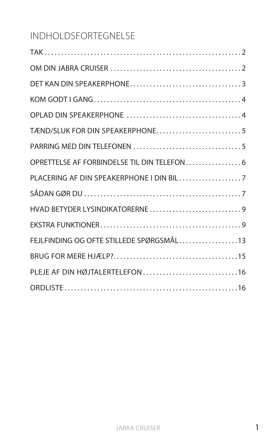 Dansk (klik her for at se vejledningen), Eng elsk, Indholdsfortegnelse | Jabra Cruiser User Manual | Page 51 / 491