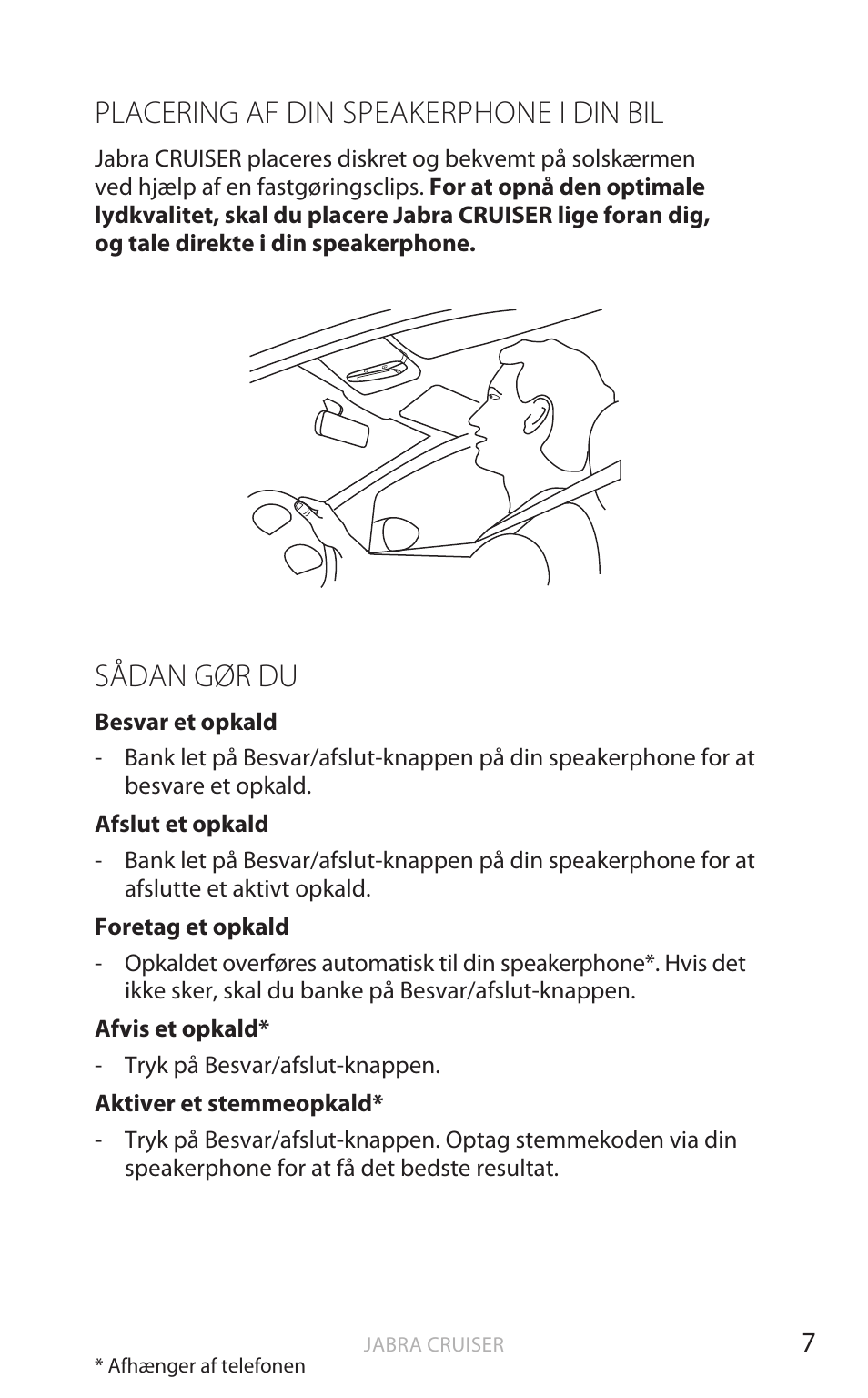 Placering af din speakerphone i din bil, Sådan gør du, Eng elsk | Jabra Cruiser User Manual | Page 57 / 491