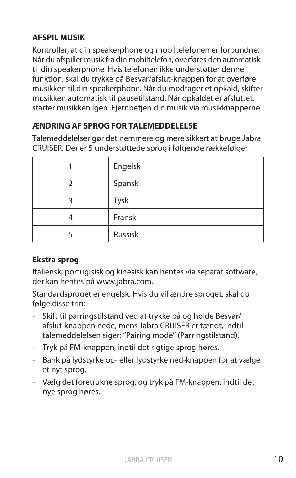 Eng elsk | Jabra Cruiser User Manual | Page 60 / 491