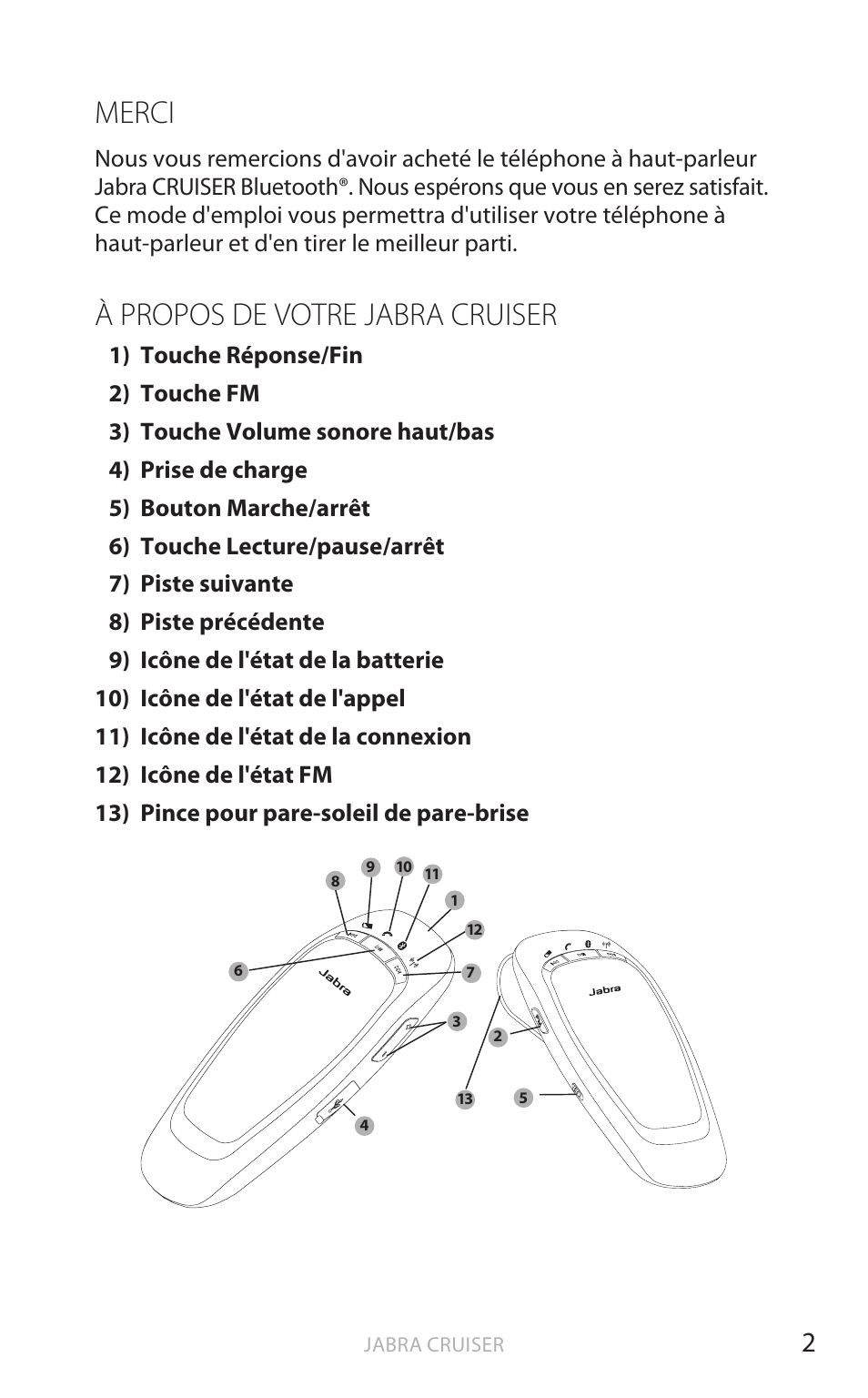 Merci, À propos de votre jabra cruiser, English | Jabra Cruiser User Manual | Page 85 / 491