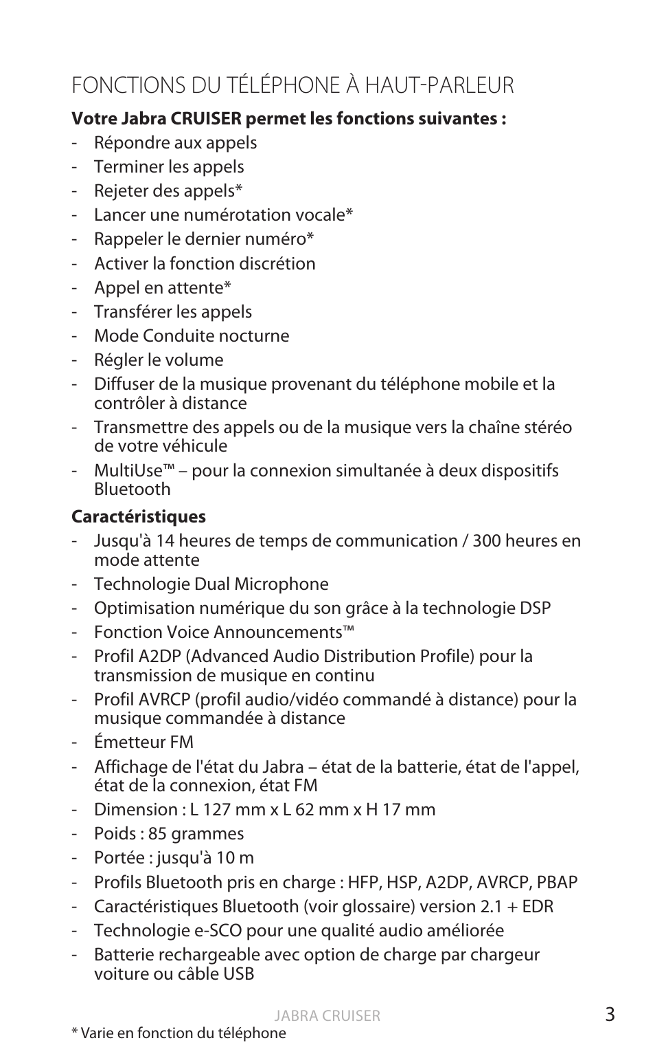 Fonctions du téléphone à haut-parleur, English | Jabra Cruiser User Manual | Page 86 / 491
