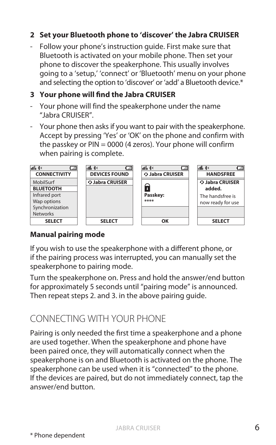 Connecting with your phone, English | Jabra Cruiser User Manual | Page 9 / 491