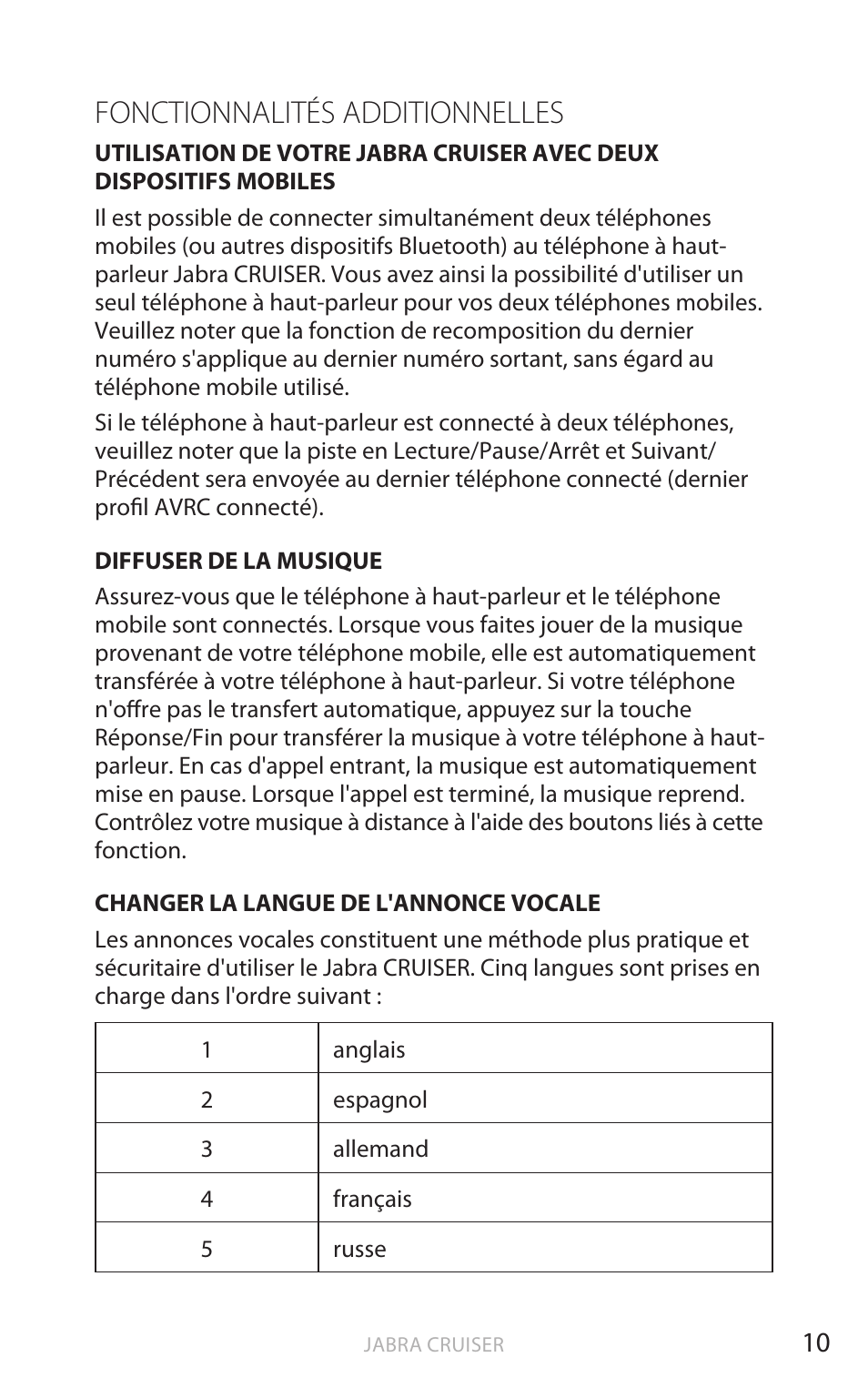 Fonctionnalités additionnelles, English | Jabra Cruiser User Manual | Page 93 / 491