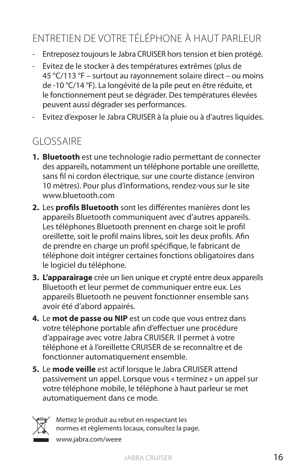 Entretien de votre téléphone à haut parleur, Glossaire, English | Jabra Cruiser User Manual | Page 99 / 491