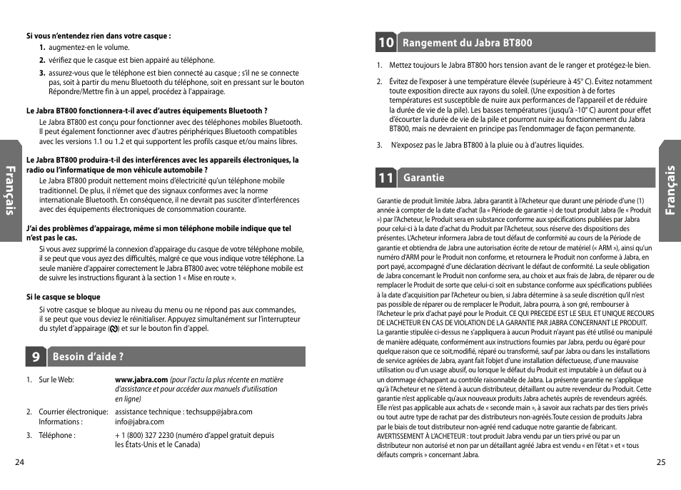 Fr an ça is | Jabra BT800 User Manual | Page 14 / 23