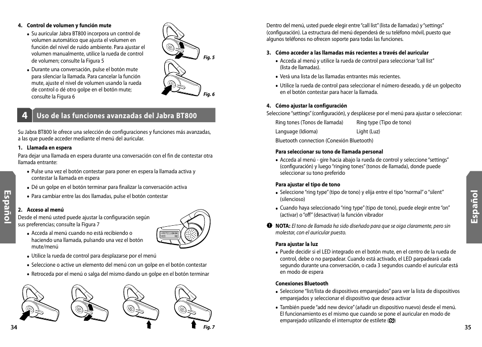 Es p añ o l | Jabra BT800 User Manual | Page 19 / 23