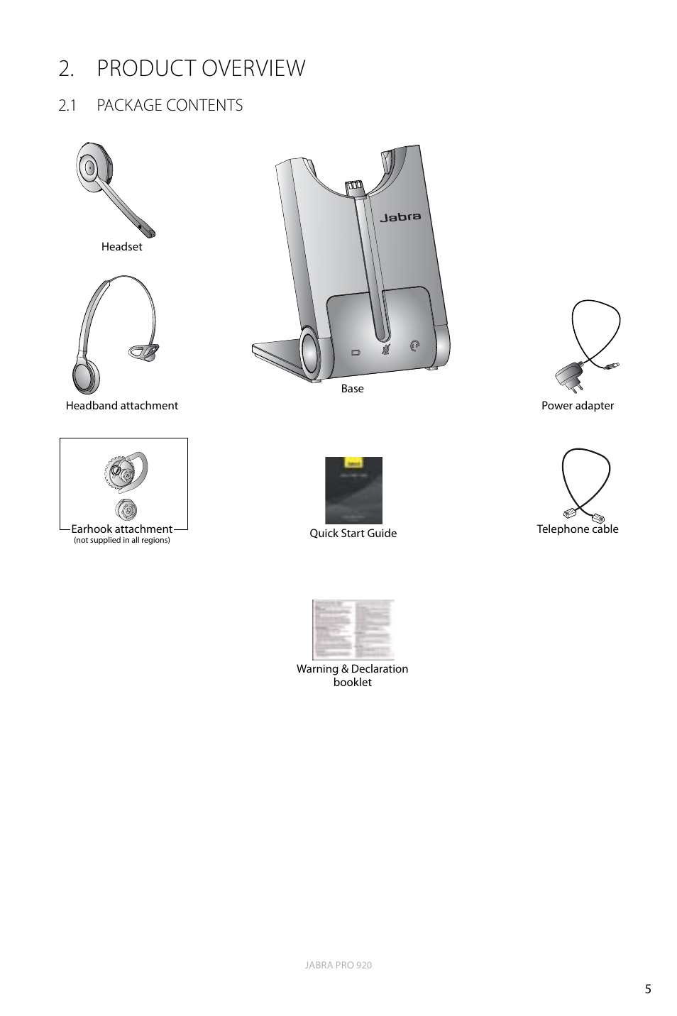 Product overview, 1 package contents, English | Jabra PRO 920 User Manual | Page 5 / 25