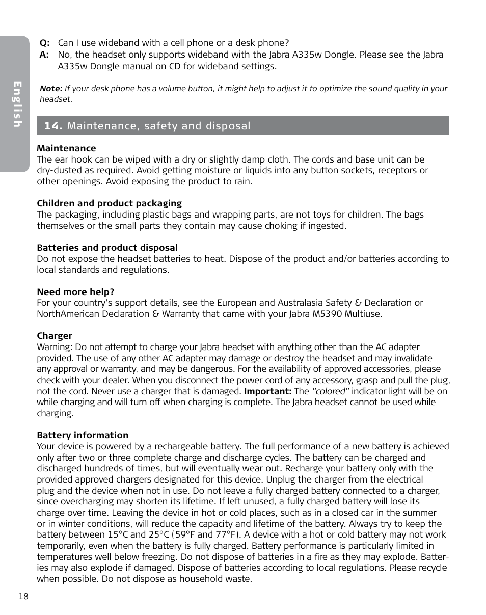 Jabra M5390 User Manual | Page 20 / 22