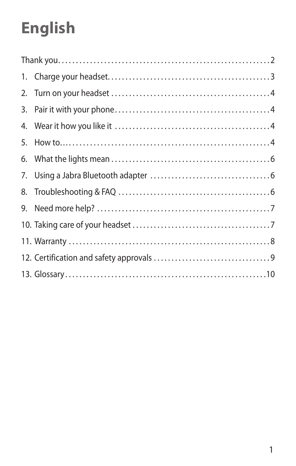English | Jabra BT350 User Manual | Page 3 / 18